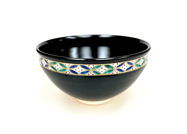 Tenmoku Chawan (Matcha Bowl) – Shippo Tsunagi – Ivory / Black