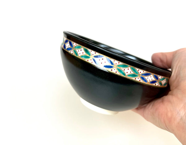 Tenmoku Chawan (Matcha Bowl) – Shippo Tsunagi – Ivory / Black