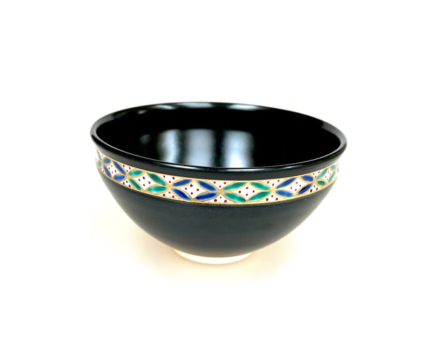 Tenmoku Chawan (Matcha Bowl) – Shippo Tsunagi – Ivory / Black