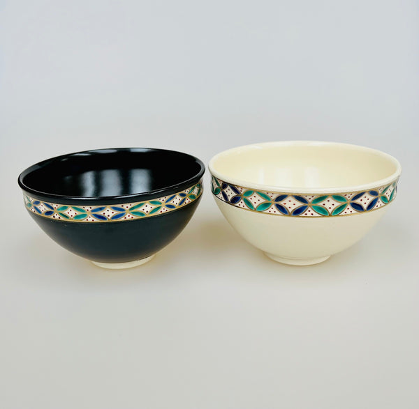 Tenmoku Chawan (Matcha Bowl) – Shippo Tsunagi – Ivory / Black
