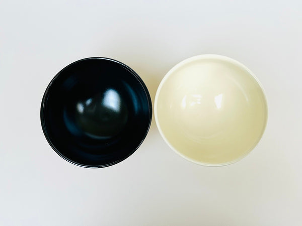 Tenmoku Chawan (Matcha Bowl) – Shippo Tsunagi – Ivory / Black
