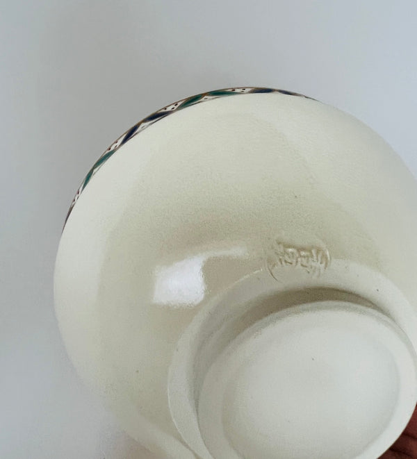 Tenmoku Chawan (Matcha Bowl) – Shippo Tsunagi – Ivory / Black