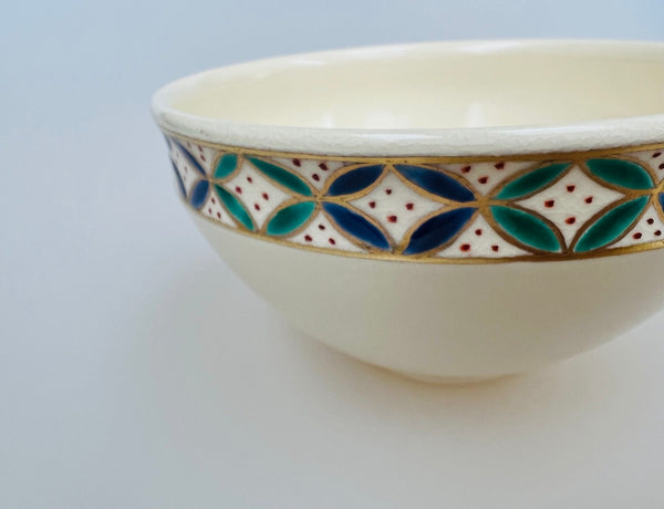 Tenmoku Chawan (Matcha Bowl) – Shippo Tsunagi – Ivory / Black