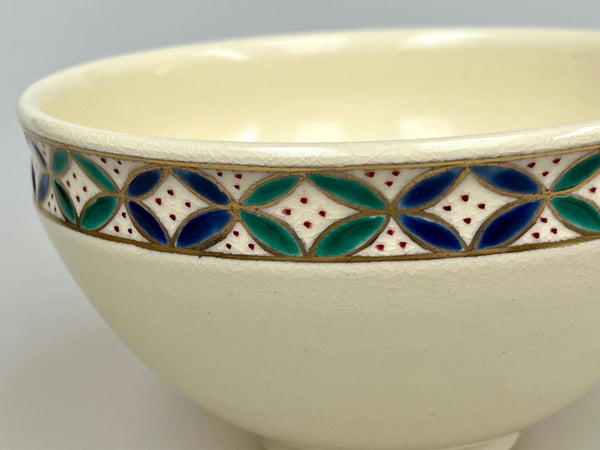 Tenmoku Chawan (Matcha Bowl) – Shippo Tsunagi – Ivory / Black